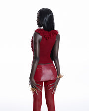 RED LEATHER MINI SKIRT